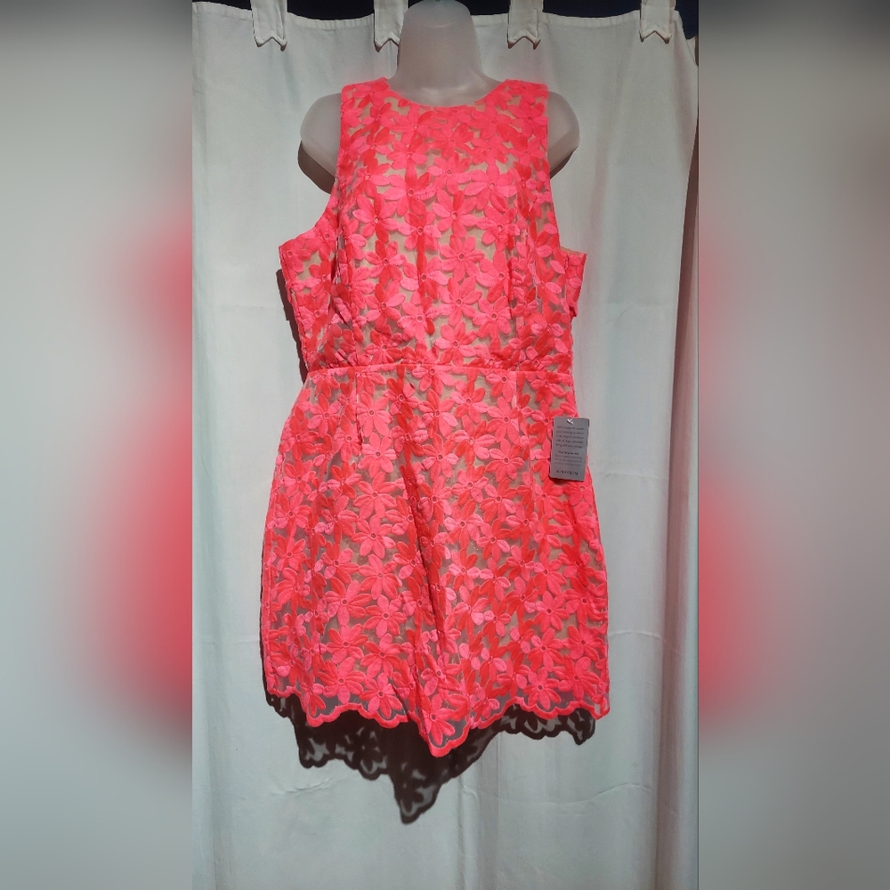 Adelyn Rae Neon Pink Lace Dress